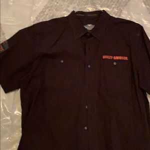 Black with orange stripe garage shirt XL